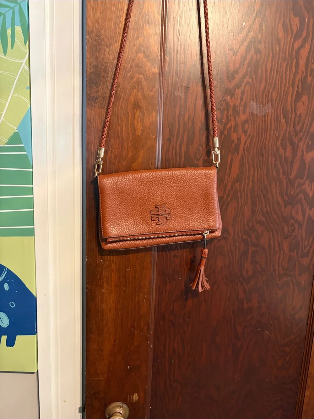 Tory Burch Brown Leather Crossbody with Tassel